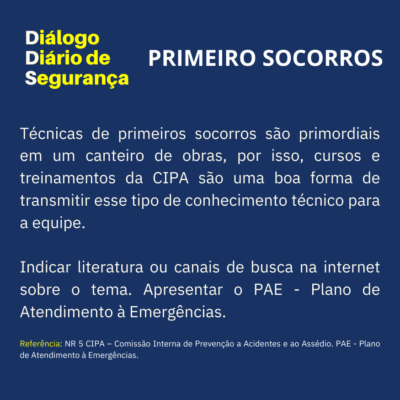 DDS PRIMEIROS SOCORROS - DIÁLOGO DIÁRIO DE SEGURANÇA