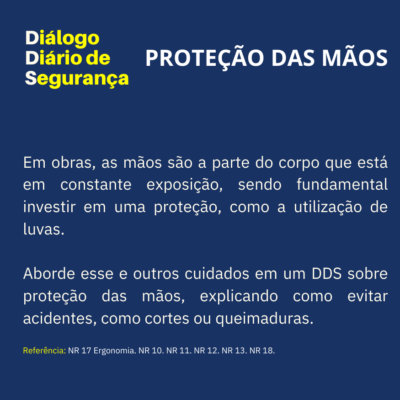 DDS PROTEÇÃO DAS MÃOS - NR 06 - EPI EQUIPAMENTO DE PROTEÇÃO INDIVIDUAL